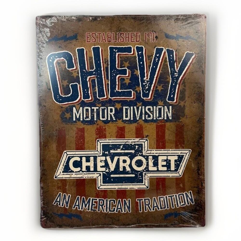 Chevy Motor Division Chevrolet An American Tradition Metal Tin Sign Made in USA